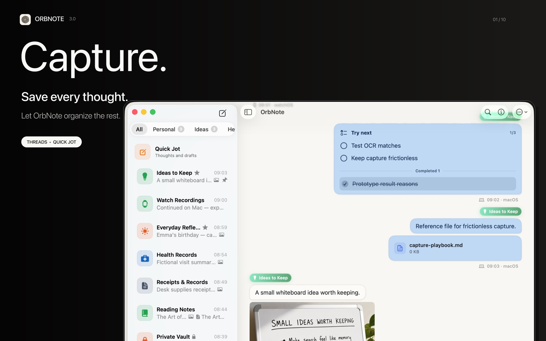 OrbNote message capture on Mac