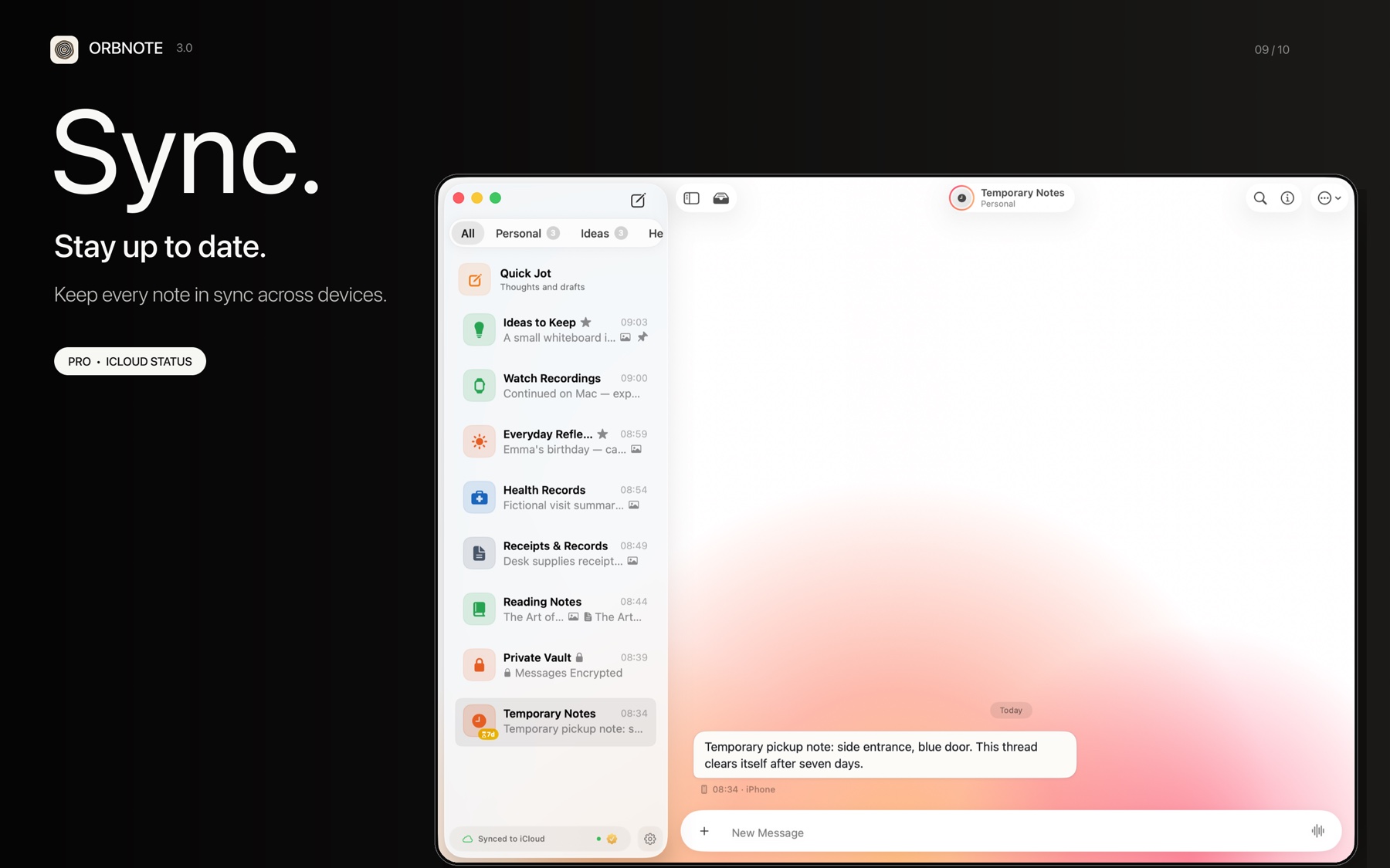 OrbNote iCloud sync on Mac